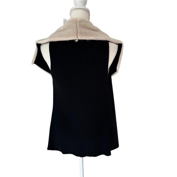 TWELFTH LOVE Faux Suede Sweater Vest Cream Black Size Medium - Picture 2 of 11